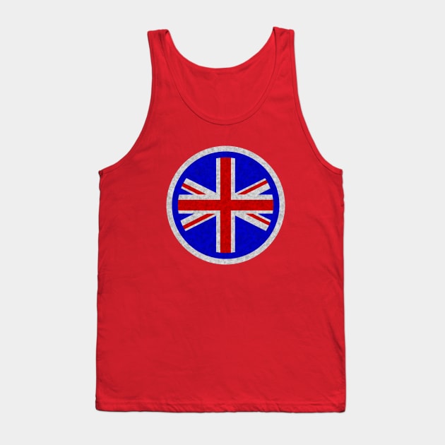 Round UK Union Jack flag blue White distressed outline mod Tank Top by Lefteris